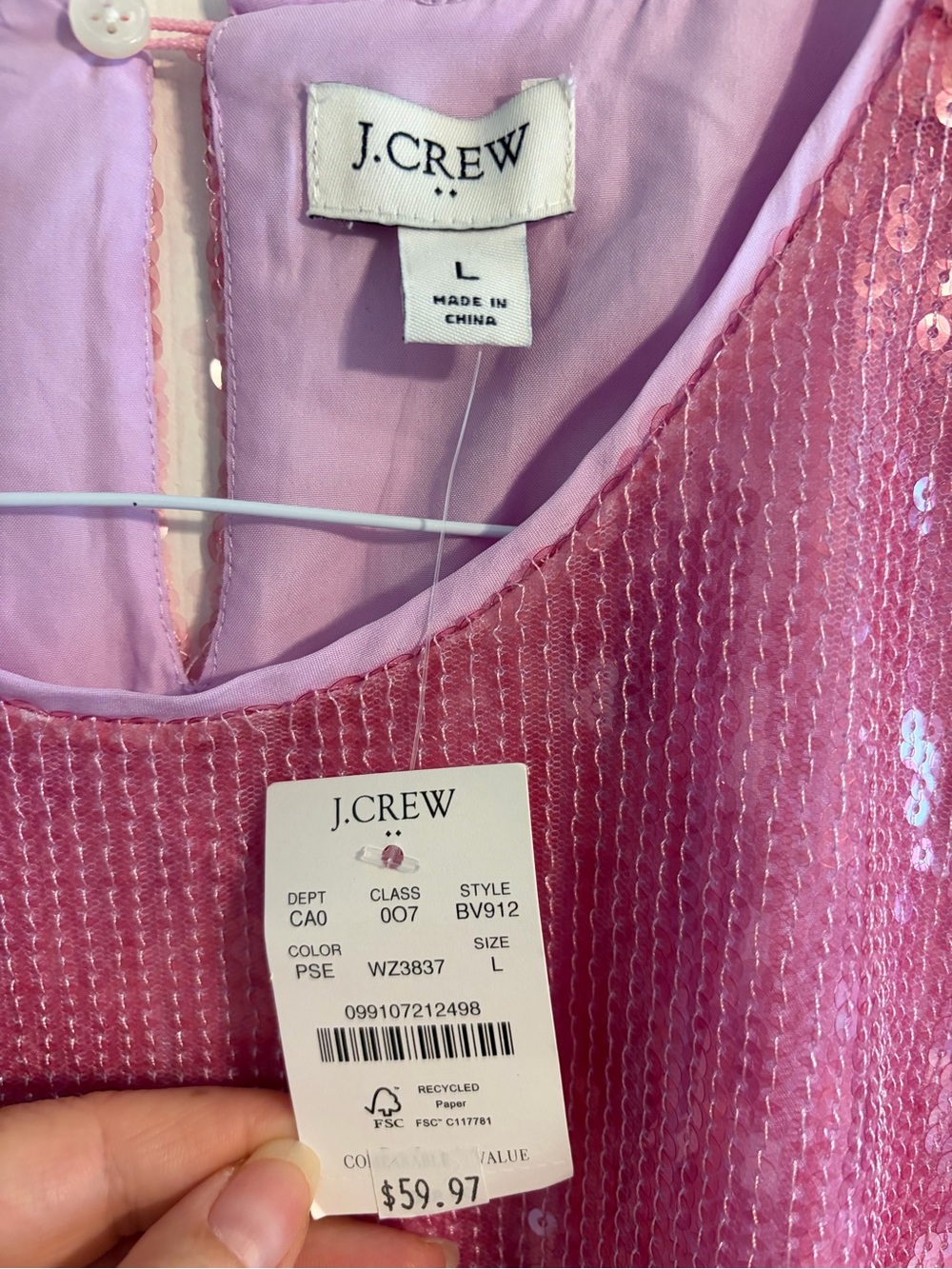 J.Crew Collection Sequin Shell Top Blouse L Pink Sleeveless Lined Sparkle Party - Picture 2 of 6